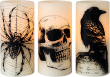 Cargar imagen en el visor de la galería, Velas parpadeantes LED sin llama Eldnacele Halloween Operadas con batería con temporizador de 6H Calavera
