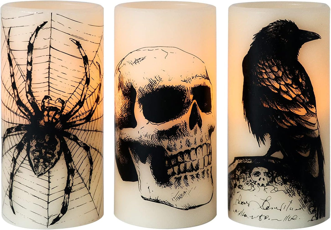 Velas parpadeantes LED sin llama Eldnacele Halloween Operadas con batería con temporizador de 6H Calavera