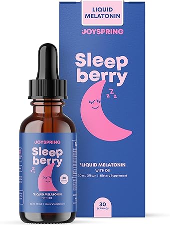 SleepBerry Melatonina líquida para niños, ayuda natural para dormir con saúco y vitamina D, estimula el sistema inmunológico mientras duermen (1 onza líquida) ln26