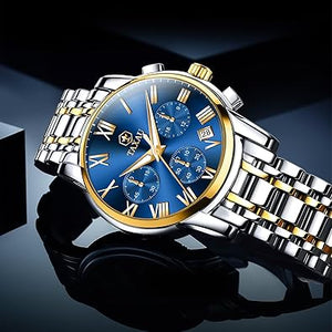 Relojes de lujo multifuncionales impermeables para hombre, reloj analógico de cuarzo, a21 acero inoxidable, plata, cronógrafo con fecha luminosa
