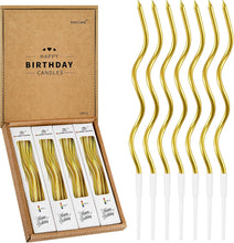 Cargar imagen en el visor de la galería, PHD CAKE 24 unidades de velas metálicas doradas en espiral largas y delgadas para cumpleaños
