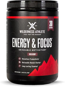 Energía y concentración para mujeres y hombres - Mezcla de bebida energética con cafeína natural - Bebida energética en polvo baja en carbohidratos y sin azúcar - Envase de bebida energética de 30 porciones (bayas silvestres) ln25