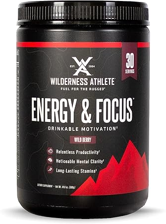 Energía y concentración para mujeres y hombres - Mezcla de bebida energética con cafeína natural - Bebida energética en polvo baja en carbohidratos y sin azúcar - Envase de bebida energética de 30 porciones (bayas silvestres) ln25