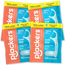Cargar imagen en el visor de la galería, Plackers Twin Line Púas de Hilo Dental, Tuffloss de Doble Línea 75 unidades
