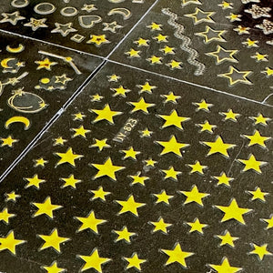 30 hojas de calcomanías doradas para uñas, calcomanías de uñas de línea estrella dorada A24