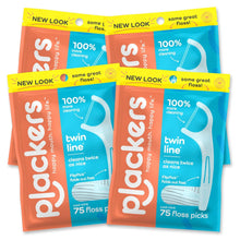 Cargar imagen en el visor de la galería, Plackers Twin Line Púas de Hilo Dental, Tuffloss de Doble Línea 75 unidades

