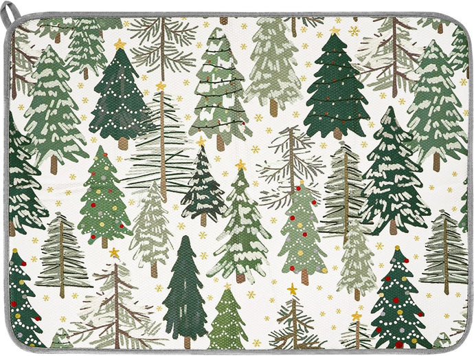 AnyDesign AD2665 - Tapete de secado de platos de Navidad para árbol de Navidad, protector de escurridor de platos,ln23 tapete escurridor de platos para decoración de encimera de cocina, vajilla, 18 x 24