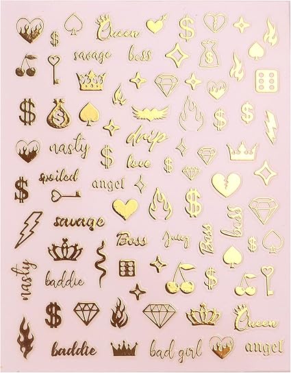 Impressed 5 hojas de calcomanías holográficas doradas para arte de uñas A24