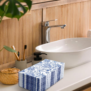 AnyDesign - Paquete de 80 servilletas de papel desechables con diseño de pájaros y flores azules, servilletas de papel decorativas de primavera para el hogar, ln23 cocina, baño, 13 x 15.7 pulgadas