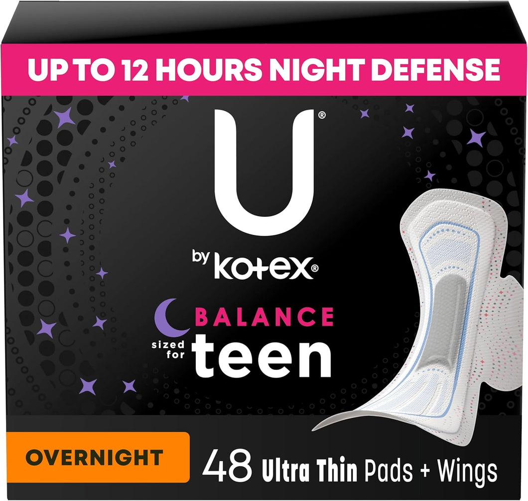 U By Kotex Almohadillas femeninas ultradelgadas para adolescentes con alas A24