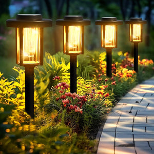 GIGALUMI Luces solares para camino, paquete de 6 luces solares de jardín al aire libre, IP65,a21  iluminación de paisaje impermeable para patio y pasarela,...