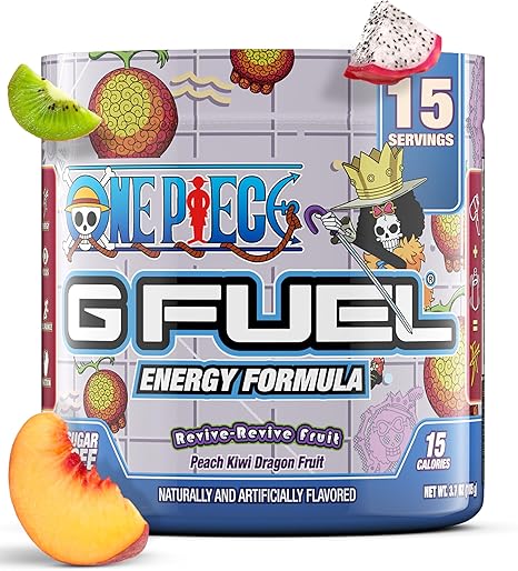Polvo energético de frutas G Fuel ONE Piece Revive-Revive, sabor melocotón, kiwi y pitaya, 3,7 oz (15 porciones) ln25
