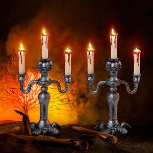 JOYIN 2 Pcs Candelabro de Calavera Decoraciones de Halloween Luces