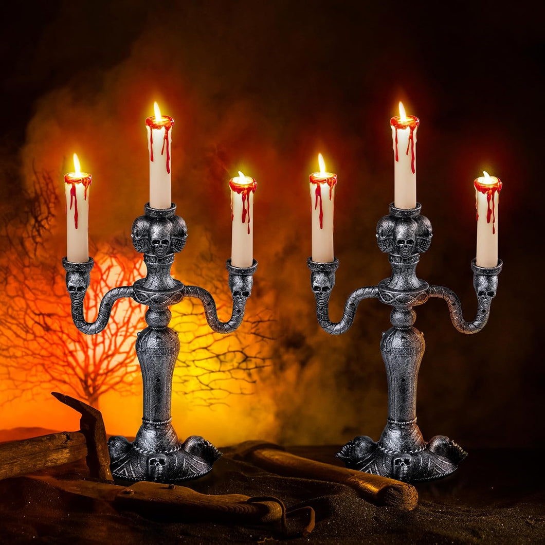 JOYIN 2 Pcs Candelabro de Calavera Decoraciones de Halloween Luces