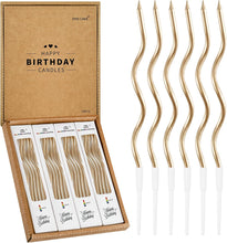 Cargar imagen en el visor de la galería, PHD CAKE 24 unidades de velas metálicas doradas en espiral largas y delgadas para cumpleaños

