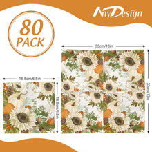 Cargar imagen en el visor de la galería, AnyDesign 80 servilletas de papel de otoño, acuarela, calabaza, girasol, almuerzo, servilletas decorativas para  postre de otoño, cena, ln23 servilletas de mano para cosecha de Acción de Gracias, boda,
