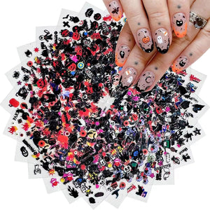 24 hojas de calcomanías de uñas de Halloween, Q1