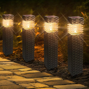 Jyoiat Luces solares para caminos al aire libre – Paquete de 6 luces solares de jardín al aire libre para pasarela, césped, camino, jardín, patio,..a21. Tamaño:Blanco cálido Color:6 Pack