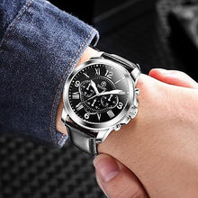 Cargar imagen en el visor de la galería, Relojes de cuero para hombre, resistente al agua, cronógrafo, luminoso, de lujo, reloj, clásico, de acero inoxidable, a21 analógico, de cuarzo, casual, trabajo, deportivo, con cara grande, número
