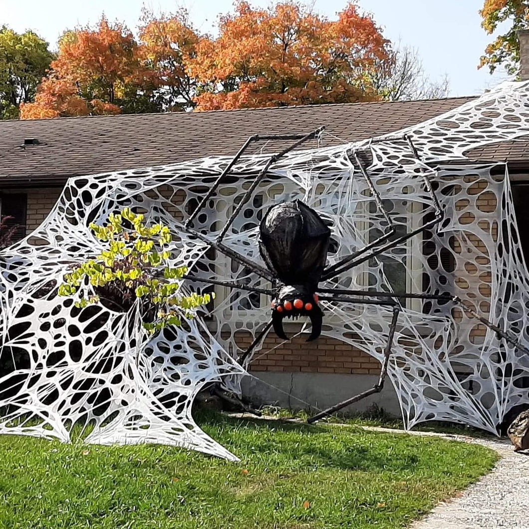 2 Paquetes de Decoraciones de Halloween de Telaraña para Exteriores de Araña