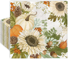 Cargar imagen en el visor de la galería, AnyDesign 80 servilletas de papel de otoño, acuarela, calabaza, girasol, almuerzo, servilletas decorativas para  postre de otoño, cena, ln23 servilletas de mano para cosecha de Acción de Gracias, boda,
