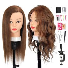 Cargar imagen en el visor de la galería, Cabeza de maniquí con 80% cabello humano
