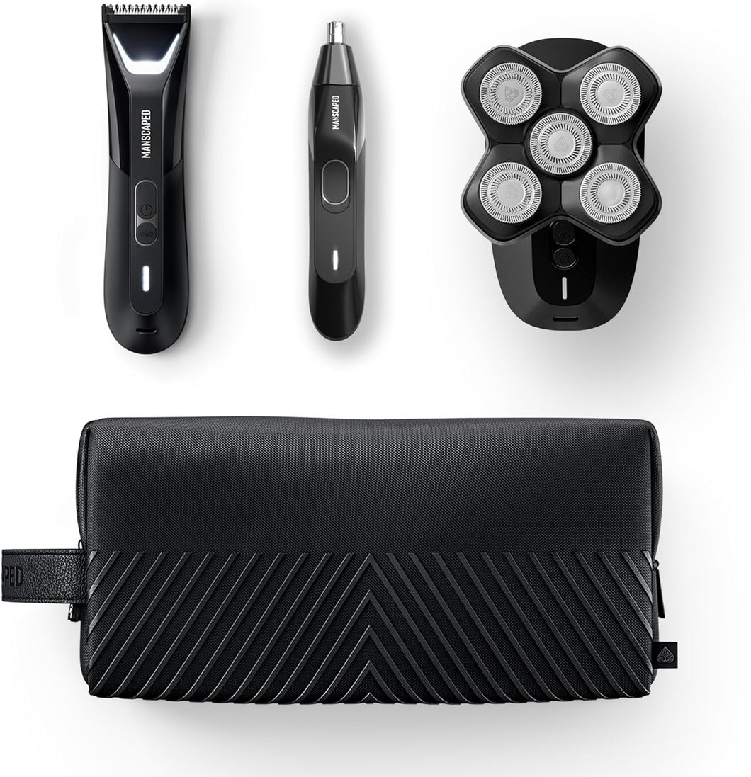 MANSCAPED® The Dome Shaver™ PRO, The Lawn Mower® 5.0 Ultra, The Weed Whacker® 2.0, The Shed 2.0 - SkinSafe® Recortadoras y ln23 afeitadoras de cabeza, ingle, orejas, nariz, cuerpo y bolas para hombres,