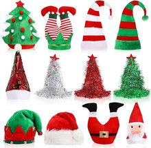 Cargar imagen en el visor de la galería, 12 piezas Liitrsh Sombrero de Elfo de Papá Noel
