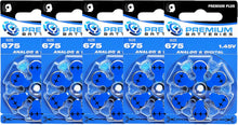 Cargar imagen en el visor de la galería, Premium Batteries Tamaño 675, ZA675, PR44, P675 1.45V Zinc Air Baterías para audífonos con pestaña azul (30 baterías)
