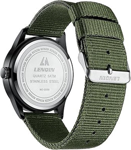 LN LENQIN Relojes militares unisex para hombre, correa de nailon, elegante, luminoso, de moda, analógico, A21  de cuarzo, resistente al agua, táctico, informal, reloj de pulsera