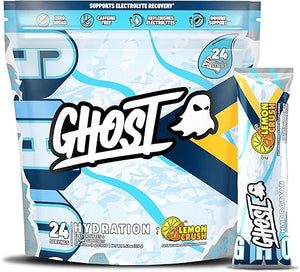 Paquetes de hidratación GHOST, sabor a limón triturado, 24 sobres, polvo de electrolitos, suplemento de bebida con magnesio, potasio, calcio y vitamina C, apto para veganos, sin soja, azúcar ni gluten ln25