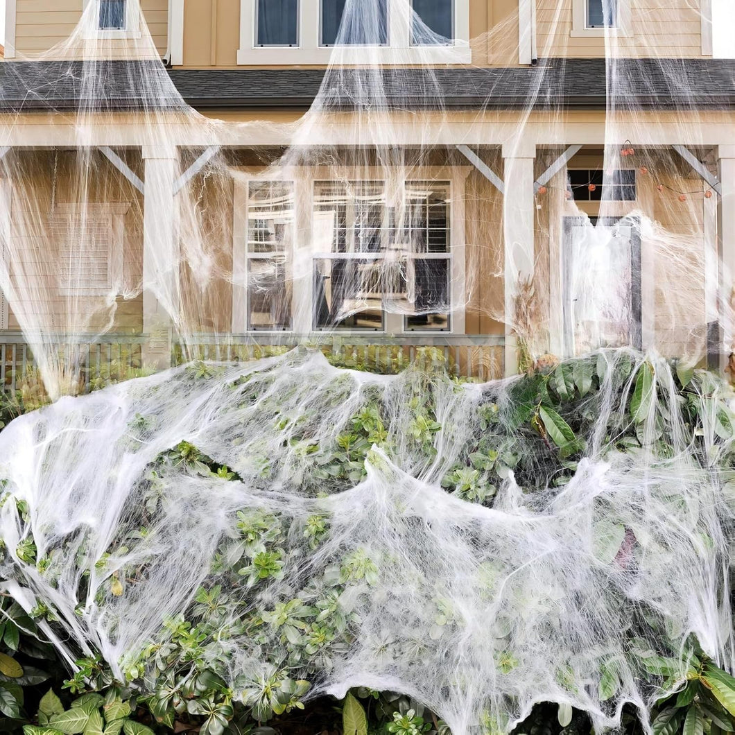 Decoraciones de Halloween de telarañas de 1000 pies cuadrados con 30 arañas falsas