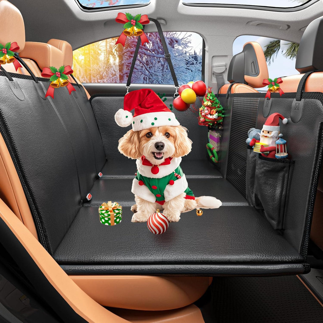 Extensor de asiento trasero para perros, funda de asiento de automóvil de piel sintética para asiento trasero con parte inferior dura, ln25 100% impermeable, a prueba de arañazos y antideslizante,