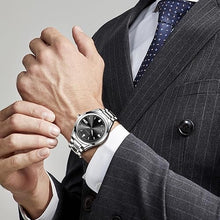 Cargar imagen en el visor de la galería, Relojes de lujo minimalistas para hombre, relojes impermeables para hombre, relojes de pulsera analógicos de cuarzo de acero a21 inoxidable a la moda para hombre con fecha luminosa

