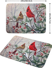 Cargar imagen en el visor de la galería, Tapete de secado de platos con diseño de pájaro rojo de Feliz Navidad,ln23 absorbente y de secado rápido, protector para encimera de cocina, 18 x 24 pulgadas
