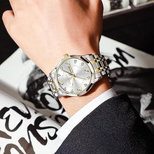 Cargar imagen en el visor de la galería, Relojes para hombre, números arábigos, esfera grande, fácil de leer, estilo simple, día fecha, a21 diamante, cara grande, reloj de acero inoxidable impermeable para hombre
