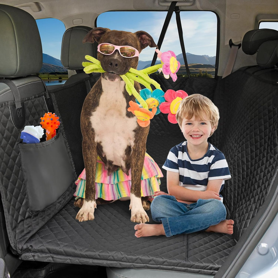 Honest Extensor de asiento trasero para perros, funda de asiento de automóvil para perro, parte inferior dura, 400 libras, ln25 fundas de asiento de automóvil para perro con gran espacio, hamaca