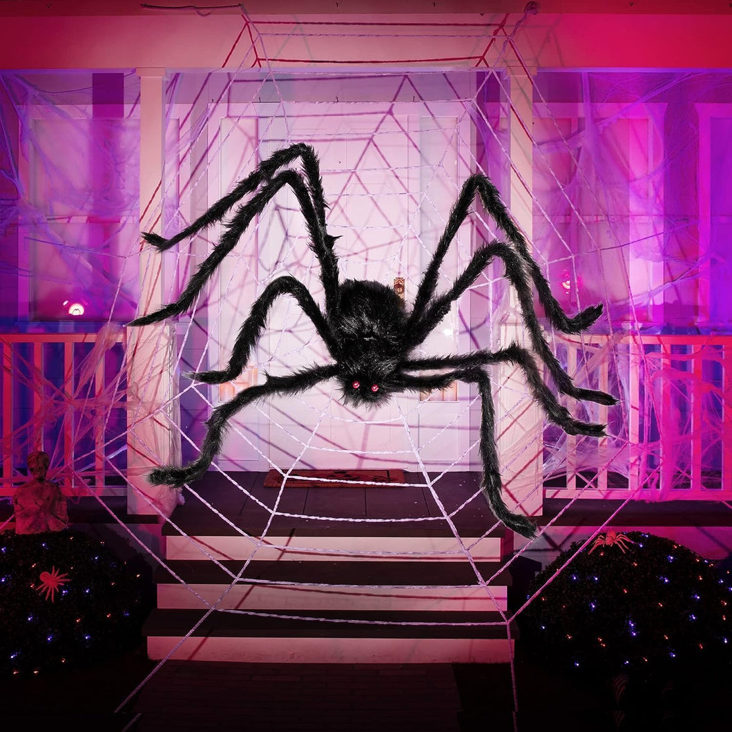 JOYIN 2 Pack 5 Ft Halloween Decoraciones al aire libre Araña negra peluda