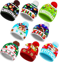 Cargar imagen en el visor de la galería, Sombrero de punto de punto con luces LED de Navidad
