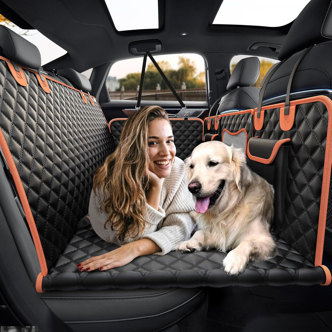 Funda de asiento de automóvil para perro para asiento trasero, extensor de asiento trasero para perros con parte inferior dura con capacidad para 450 libras, ln25 hamaca para perro para