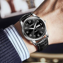 Cargar imagen en el visor de la galería, Reloj de cuero minimalista de moda para hombre, reloj de cara grande para hombre, reloj impermeable de lujo para negocios, a21 reloj de cuarzo analógico con fecha luminosa, relojes casuales para
