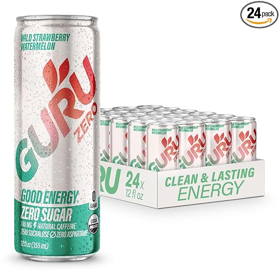 Bebida energética orgánica bebida energética limpia con cafeína natural de origen vegetal de té verde, agua de coco, prebiótico, cero azúcares añadidos, sin gluten y vegana, preentrenamiento, bebidas saludables, 12 oz (paquete de 24) ln25