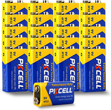 Cargar imagen en el visor de la galería, PKCELL - Paquete de 100 baterías de 9V (Carbono Zinc 6F22)
