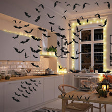 Cargar imagen en el visor de la galería, Suministros para fiestas de Halloween Hallween Decoraciones de murciélagos Decoración de pared 140PCS
