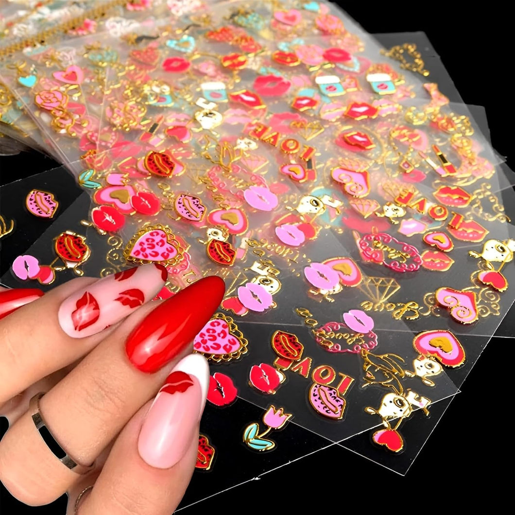 30 hojas de calcomanías de arte de uñas para el día de San Valentín A24