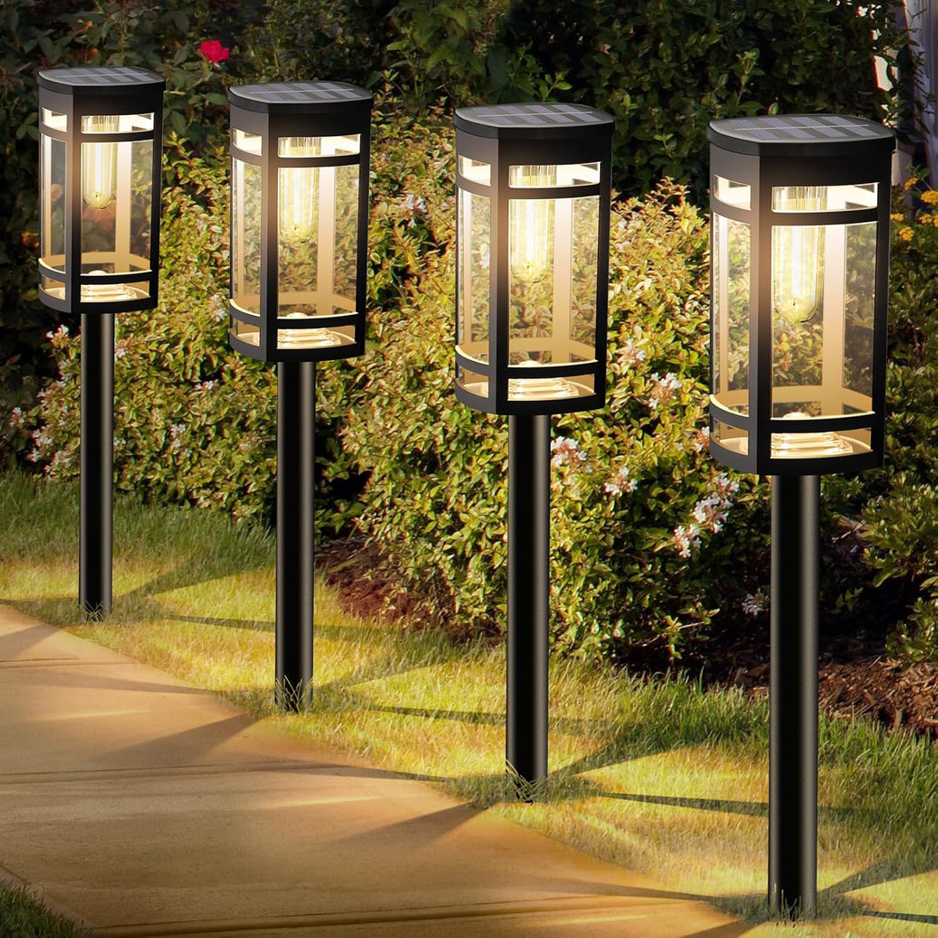 EXCMARK Paquete de 8 luces solares impermeables para exteriores, para jardín, camino, entrada, patio, césped,a21  iluminación decorativa de paisaje. Número de artículos:8