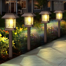 Cargar imagen en el visor de la galería, Benany Luces solares para caminos al aire libre, paquete de 12 luces LED impermeables mejoradas, luces solares para exteriores, a21 iluminación solar de jardín... Número de artículos:12
