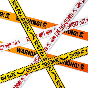 3 Pcs Paquete de Cinta de Miedo de Halloween - Advertencia - Entra Si Te Atreves