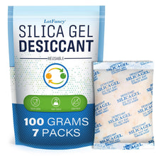 Cargar imagen en el visor de la galería, LotFancy Paquetes de gel de sílice, 50 gramos, 15 paquetes recargables de desecante para almacenamiento
