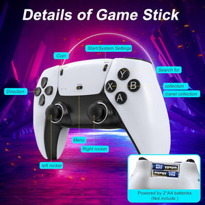 20000+ Games Retro Wireless Game Stick - Wireless Retro Game Console with 15 Emulators , 4K HD Output System, Plug and Play Video Game Consoles with 64GB TF Card, 2.4G Wireless Controllers - Gift for Gamers of All Ages A19